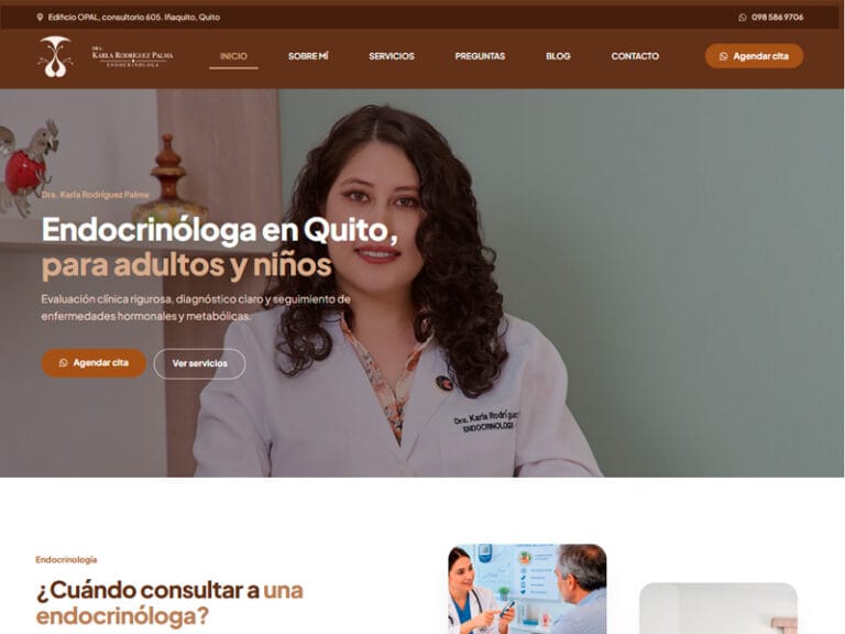 Diseño web para Dra. Karla Rodríguez Endocrinología Quito — Web Médicos Ecuador